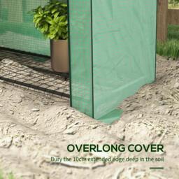 Rackhams 4 Tier Mini Greenhouse with Reinforced PE Cover, Portable Indoor Outdoor Green House with Roll-up Door and Wire Shelves, 170H x 120W x 50Dcm, Green - thumbnail 6