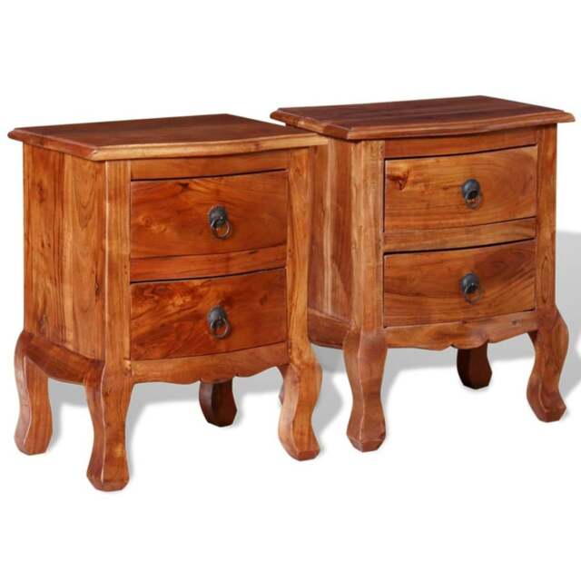 Rackhams Nightstands with Drawers 2 pcs Solid Acacia Wood