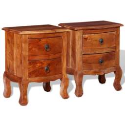 Rackhams Nightstands with Drawers 2 pcs Solid Acacia Wood - Brown - Solid acacia wood with a matte varnish