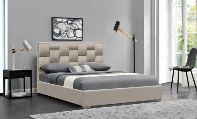 Rackhams Auckland Plush Velvet Bed Frame - A Plush and Elegant Centerpiece for Your Bedroom - Cream - Double - image 1
