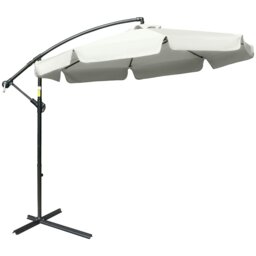 Rackhams 2.7m Garden Banana Parasol Cantilever Umbrella with Crank Handle and Cross Base for Outdoor, Hanging Sun Shade, Cream White - Dark Grey - 2.65m x3.15m x 2.65m - thumbnail 3