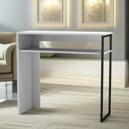 Rackhams 2 Tier Hallway Console Table With Steel Frame White - thumbnail 4