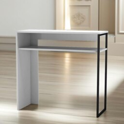 Rackhams 2 Tier Hallway Console Table With Steel Frame White - thumbnail 3