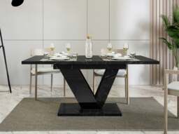 Rackhams Extendable Dining Table for 6 People DUBAI Black Royal Marble - thumbnail 2
