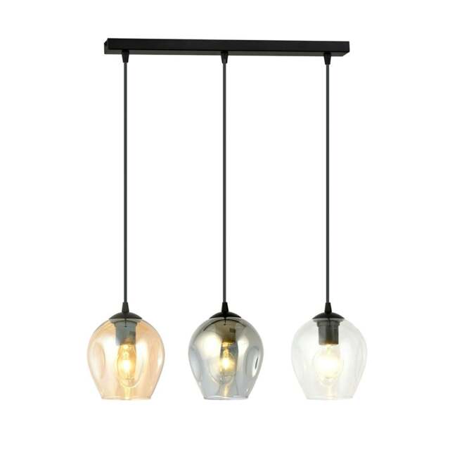 Rackhams ISTAR Pendant lamp 3 x E27 Black with Transparent, Graphite and Amber Shade - image 1