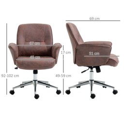 Rackhams Home Office Chair Microfibre Swivel Chair for Home Study, Red - thumbnail 6