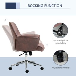 Rackhams Home Office Chair Microfibre Swivel Chair for Home Study, Red - thumbnail 5