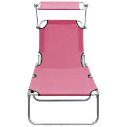 Rackhams Folding Sun Lounger with Canopy Steel Magento Pink - thumbnail 3