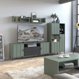 Rackhams Arundel TV Cabinet 2 Door 2 Drawer 173cm wide 65cm High in Green/Grey - 1 - thumbnail 3