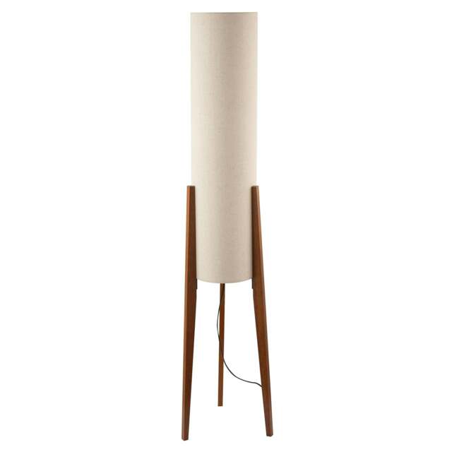 Rackhams Designer Floor Lamp with Natural Linen Shade and Wooden Tripod Legs - image 1