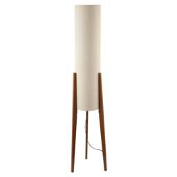 Rackhams Designer Floor Lamp with Natural Linen Shade and Wooden Tripod Legs - thumbnail 1