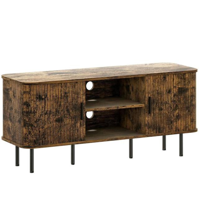 Rackhams TV Stand Cabinet for TVs up to 55 Inches, TV Unit with Storage Shelves and Cupboard for Living Room, Rustic Brown