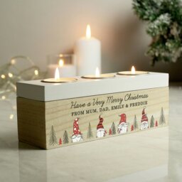 Rackhams Personalised Gonk Christmas Triple Tea Light Box - thumbnail 1