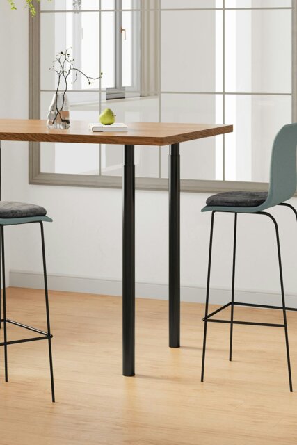 Rackhams 100cm/39.37 inch 4Pcs Black Round Metal Table Legs with Plastic Foot Pads Furniture Replacement Legs for Breakfast Bar - Black - image 1