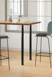 Rackhams 100cm/39.37 inch 4Pcs Black Round Metal Table Legs with Plastic Foot Pads Furniture Replacement Legs for Breakfast Bar - Black