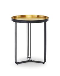 Rackhams Finn Side Tables - Matt Black - Brushed Brass Tray - thumbnail 1