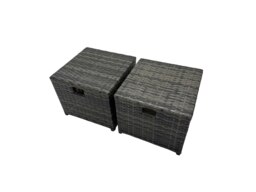 Rackhams Rattan Garden Outdoor Furniture Set 3 Seater Sofa Square Coffee Table Set with 2 Side Tables 2 Small Stools Dark Grey Mixed - thumbnail 6