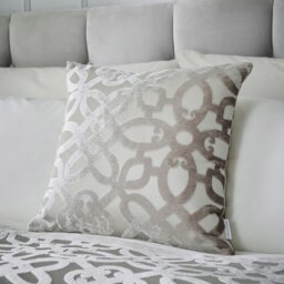 Rackhams Lattice Cut Velvet Cushion - Black - thumbnail 2