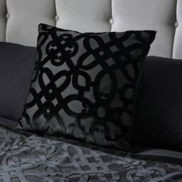Rackhams Lattice Cut Velvet Cushion - Black