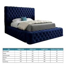 Rackhams Grand Milan Pleated Upholstery Bed Frame - Blue - Blue - Double - thumbnail 4