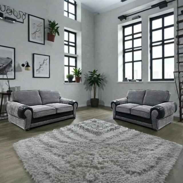 Rackhams Tango Jumbo Cord 3+2 Sofa Set - Grey - image 1