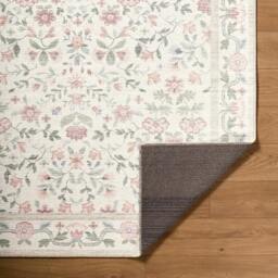 Rackhams Thistle-Washable White Pink Green Blue Modern Floral Rug - 200 x 275 cm - thumbnail 3