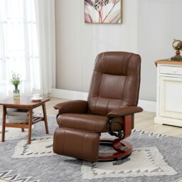 Rackhams Ergonomic Office Recliner Sofa Chair PU Leather Armchair - Brown - PU Leather, Multilayer Board - thumbnail 1