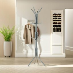 Rackhams Metal Coat Stand With 12 Hooks Grey - thumbnail 2