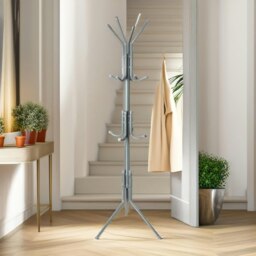 Rackhams Metal Coat Stand With 12 Hooks Grey - thumbnail 3