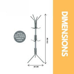 Rackhams Metal Coat Stand With 12 Hooks Grey - thumbnail 5