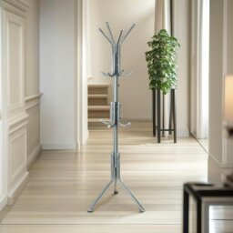 Rackhams Metal Coat Stand With 12 Hooks Grey - thumbnail 1