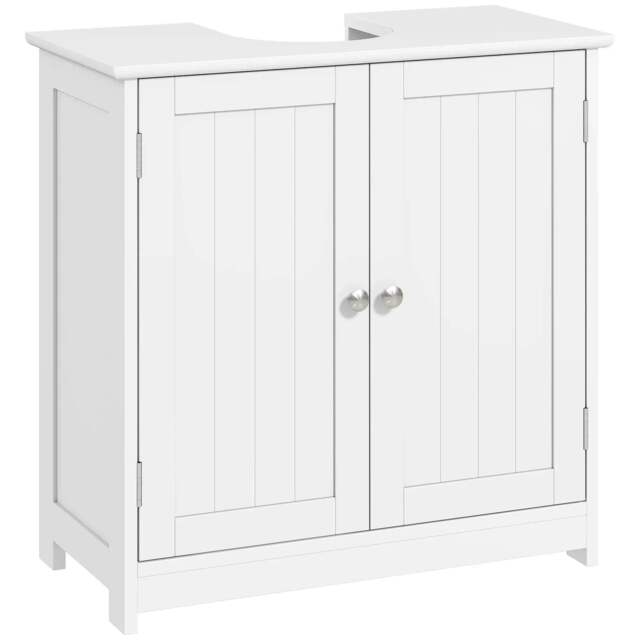 Rackhams Under Sink Bathroom Cabinet, Freestanding Under Sink Cabinet with 2 Doors and Adjustable Shelf for Basin without or with Pedestal, White - image 1