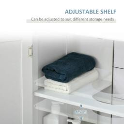 Rackhams Under Sink Bathroom Cabinet, Freestanding Under Sink Cabinet with 2 Doors and Adjustable Shelf for Basin without or with Pedestal, White - thumbnail 6