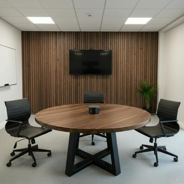 Rackhams Walnut Round Meeting Room Table - 120cm - image 1
