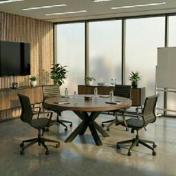 Rackhams Walnut Round Meeting Room Table - 120cm - thumbnail 2