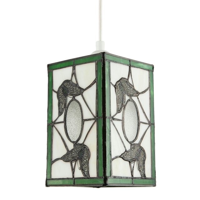 Rackhams Traditional Lantern Tiffany Pendant Lighting Shade with Butterflies - image 1