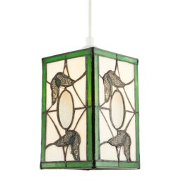 Rackhams Traditional Lantern Tiffany Pendant Lighting Shade with Butterflies - thumbnail 2