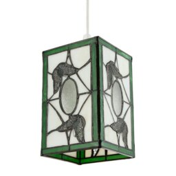 Rackhams Traditional Lantern Tiffany Pendant Lighting Shade with Butterflies - thumbnail 6