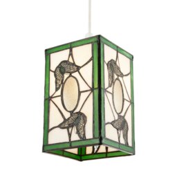 Rackhams Traditional Lantern Tiffany Pendant Lighting Shade with Butterflies - thumbnail 4