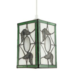 Rackhams Traditional Lantern Tiffany Pendant Lighting Shade with Butterflies - thumbnail 1