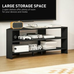 Rackhams Corner TV Stand, TV Unit with Open Shelves for 47 Inch TV, Black - White - Smooth - 1 - thumbnail 5
