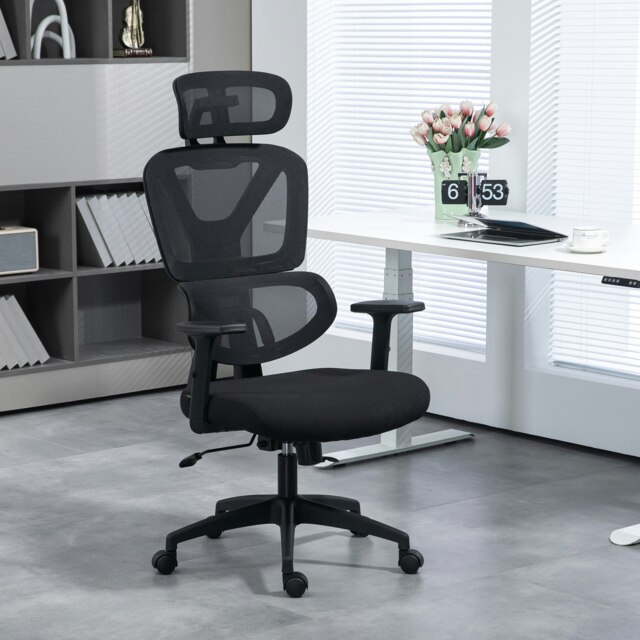 Rackhams Mesh Office Chair Swivel Desk Chair w/ Adjustable Height Headrest Black - image 1