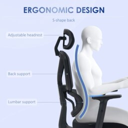 Rackhams Mesh Office Chair Swivel Desk Chair w/ Adjustable Height Headrest Black - thumbnail 3