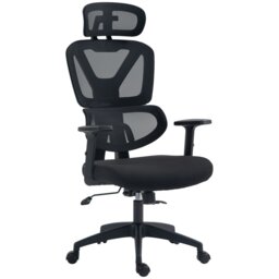 Rackhams Mesh Office Chair Swivel Desk Chair w/ Adjustable Height Headrest Black - thumbnail 2