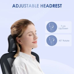 Rackhams Mesh Office Chair Swivel Desk Chair w/ Adjustable Height Headrest Black - thumbnail 4
