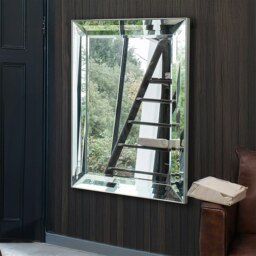 Rackhams Modena Bevelled Glass Frame Art Deco Wall Mirror 109cm x 79cm - Silver