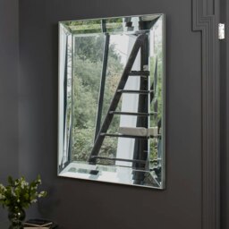 Rackhams Modena Bevelled Glass Frame Art Deco Wall Mirror 109cm x 79cm - Silver - thumbnail 3