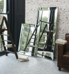 Rackhams Modena Bevelled Glass Frame Art Deco Wall Mirror 109cm x 79cm - Silver - thumbnail 5