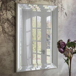 Rackhams Modena Bevelled Glass Frame Art Deco Wall Mirror 109cm x 79cm - Silver - thumbnail 2