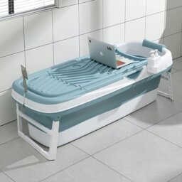 Rackhams Portable Folding Shower Bathtub Adult Freestanding Bathtub for Small Bathrooms with Soap Basket - thumbnail 1